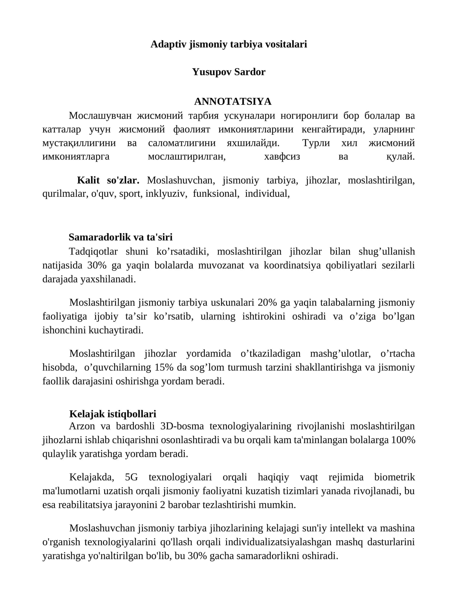 Adaptiv jismoniy tarbiya vositalari 1