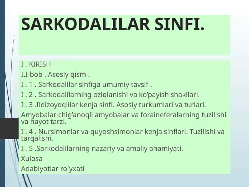 SARKODALILAR SINFI. 1
