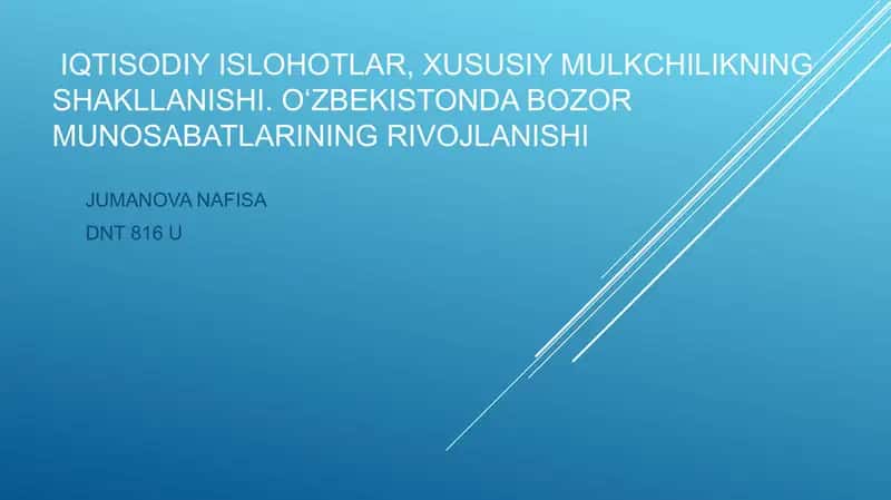 O‘zbekistonda bozor munosabatlarining rivojlanishi 1