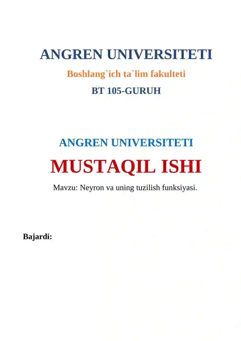 Neyron va uning tuzilish funksiyasi