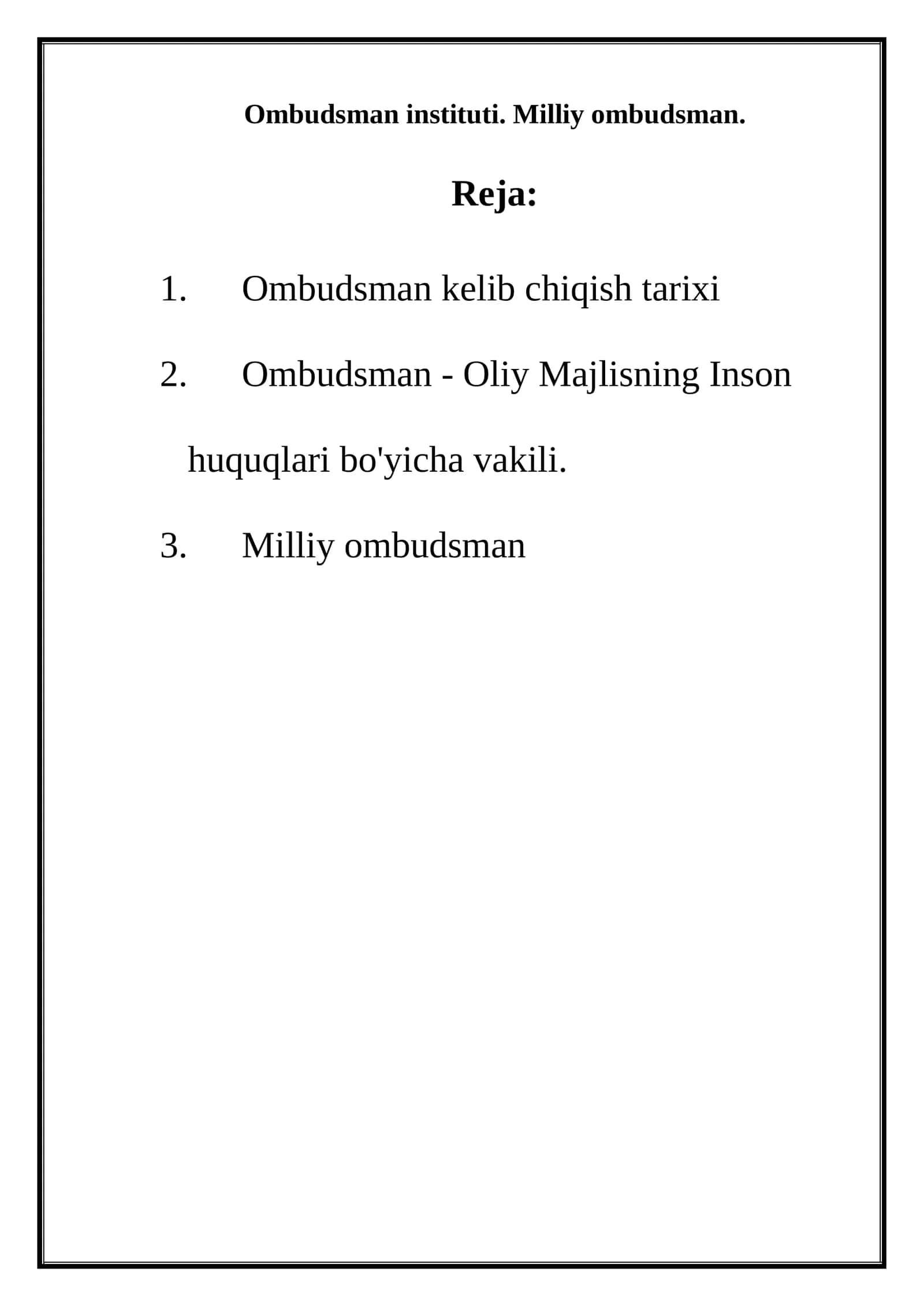 Ombudsman instituti. Milliy ombudsman 1