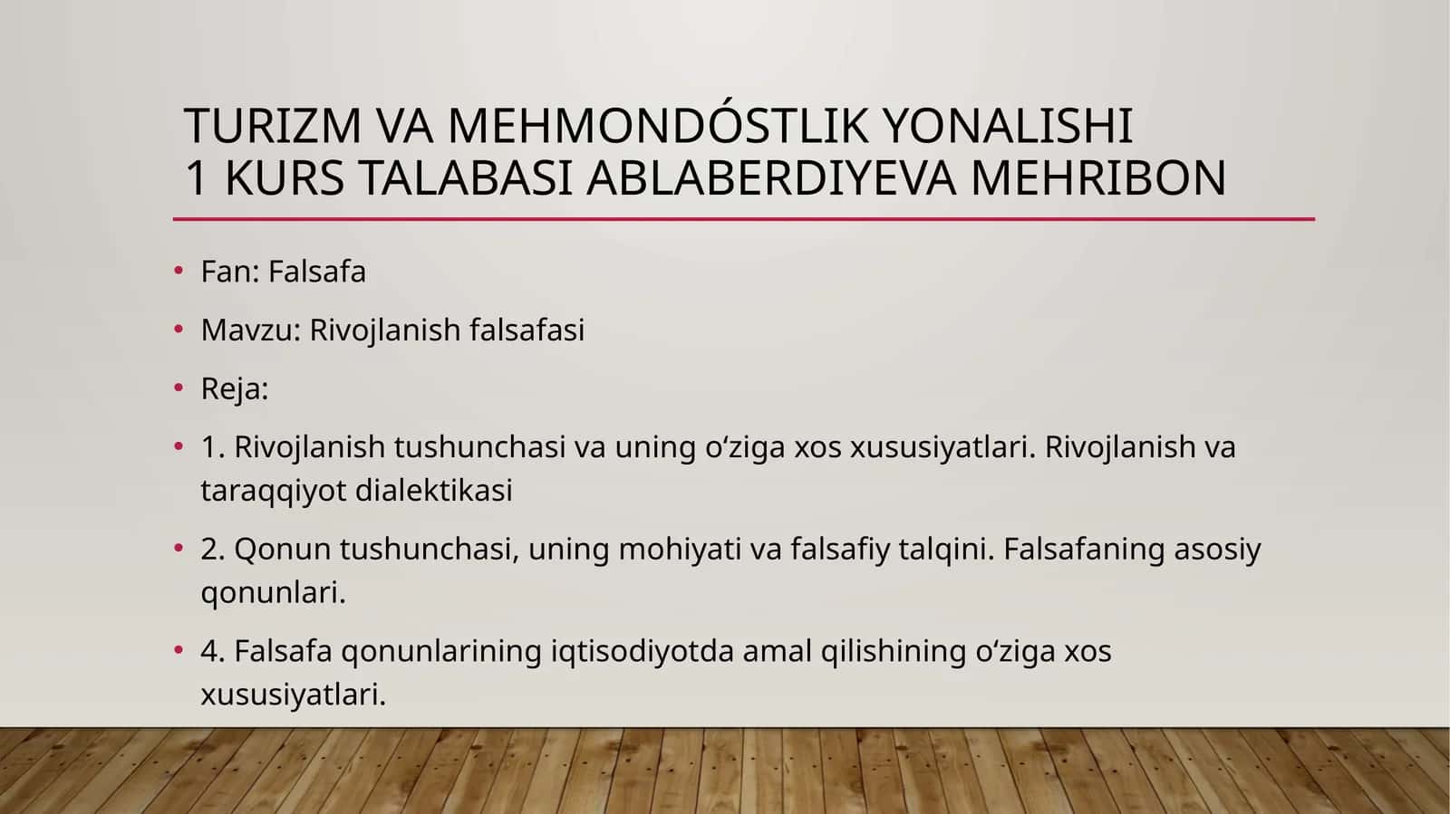 Rivojlanish falsafasi 1
