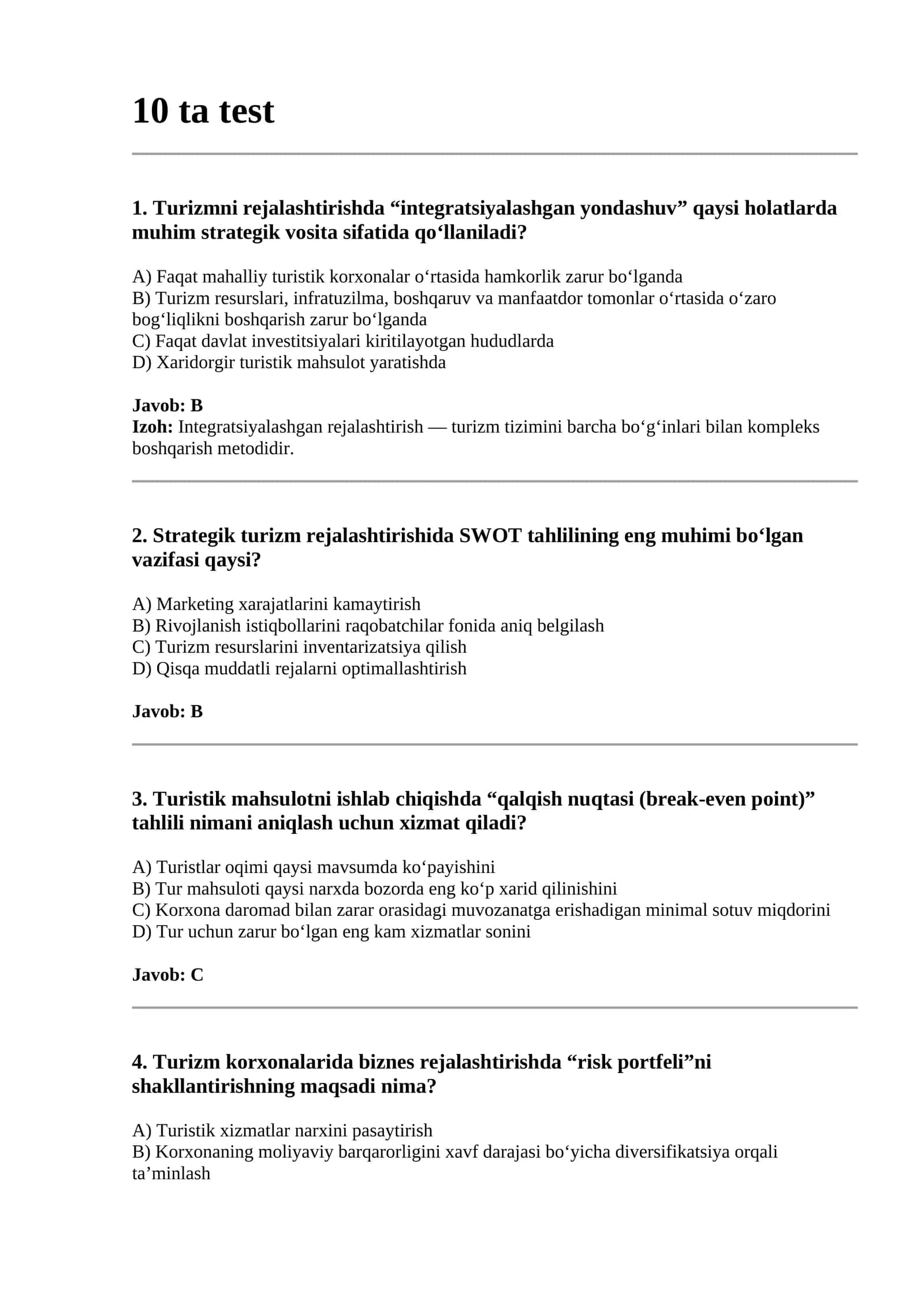 Turizmni rejalashtirishda integratsiyalashgan yondashuv 1