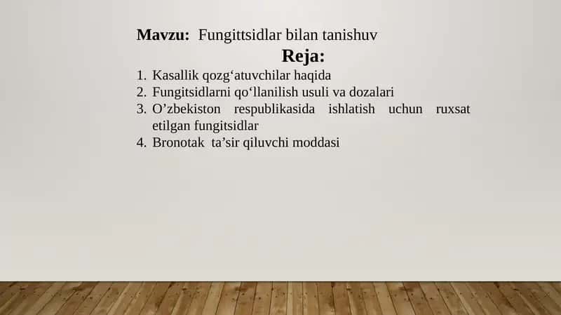 Fungitsidlar bilan tanishuv 1