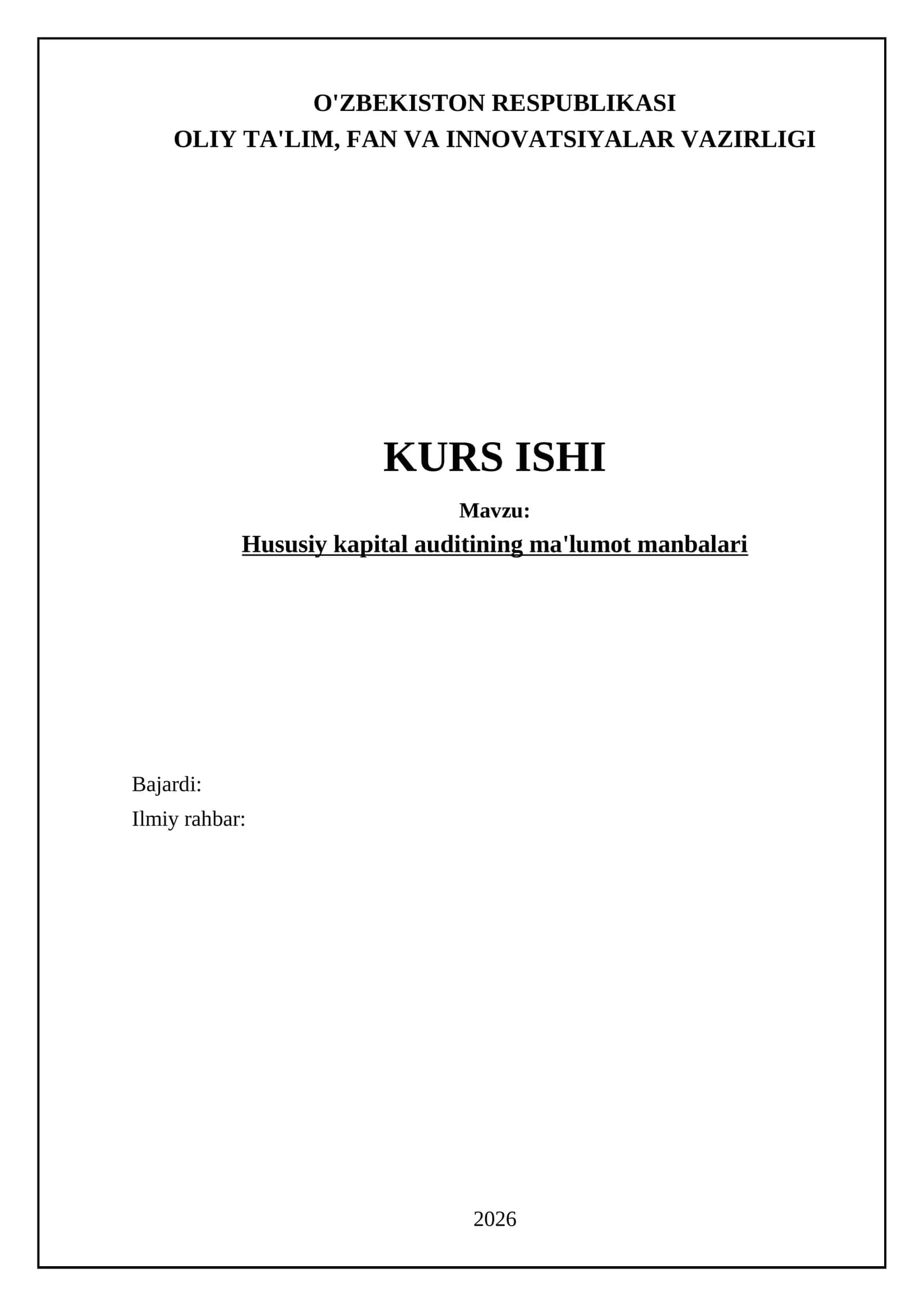 Hususiy kapital auditining ma'lumot manbalari 1
