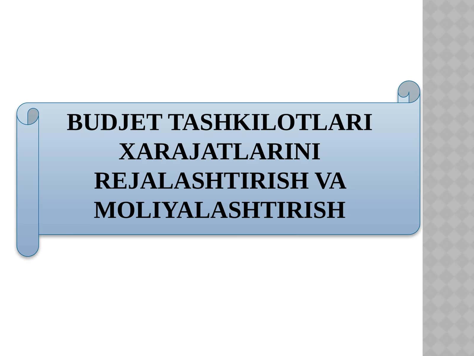 Budjet tashkilotlari xarajatlarini rejalashtirish va moliyalashtirish 1