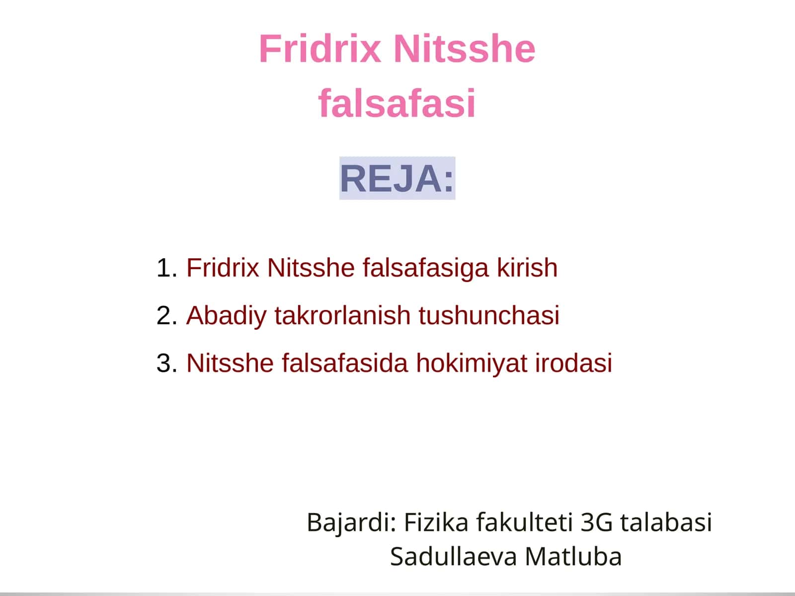 Fridrix Nitsshe falsafasi 1