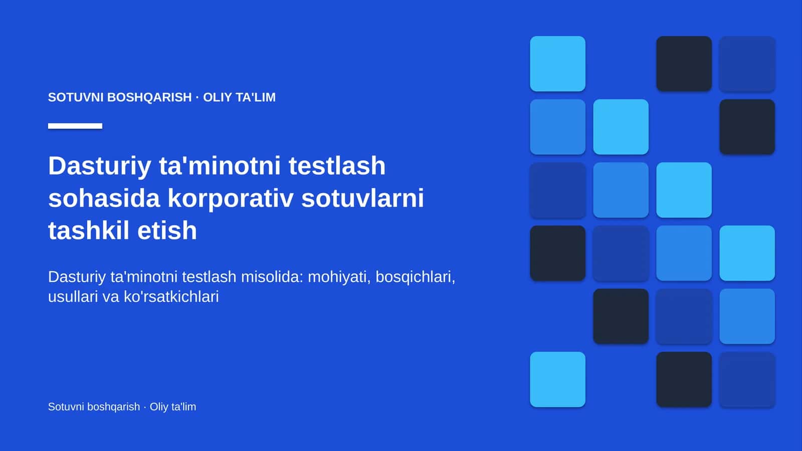 Sotuvni boshqarish · Oliy ta'lim 1