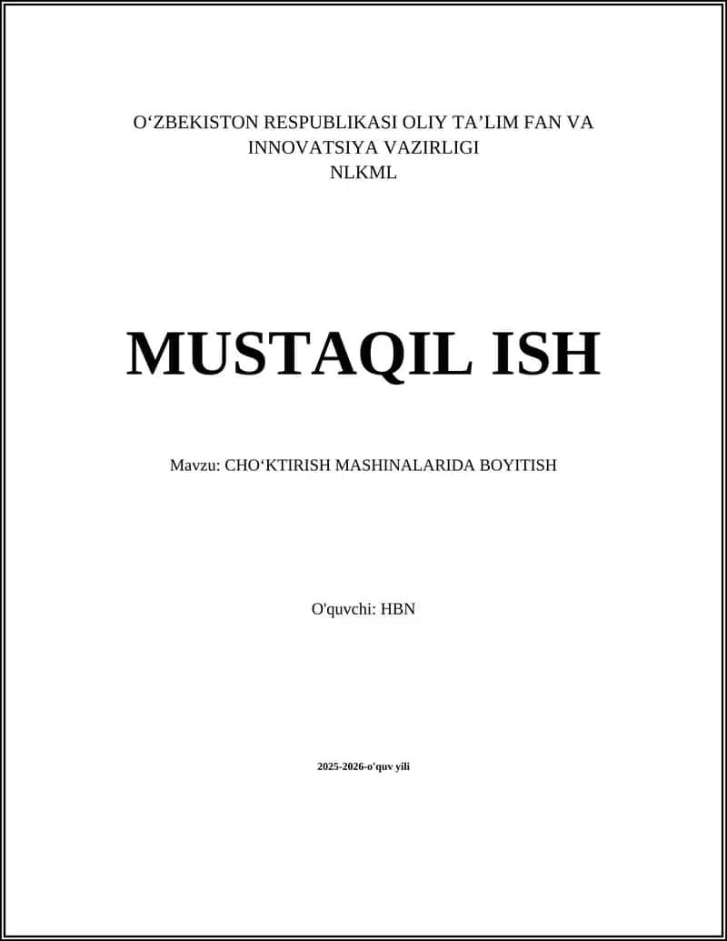CHO‘KTIRISH MASHINALARIDA BOYITISH 1