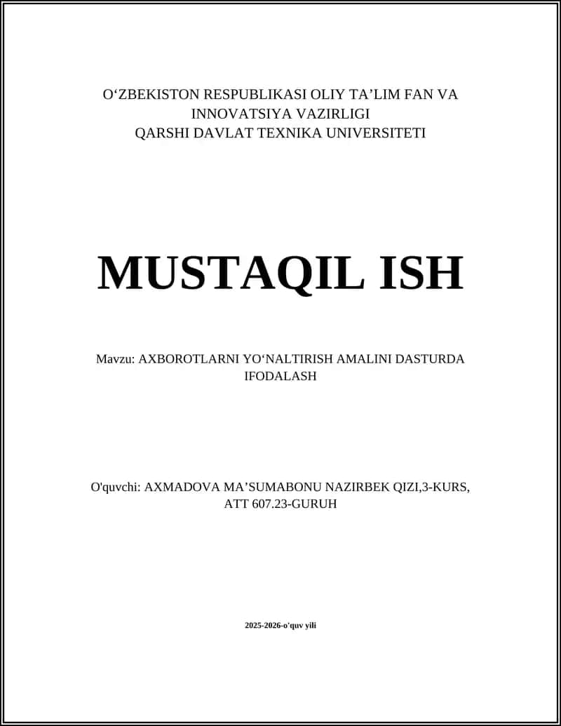 Axborotlarni yoʻnaltirish amalini dasturda ifodalash 1