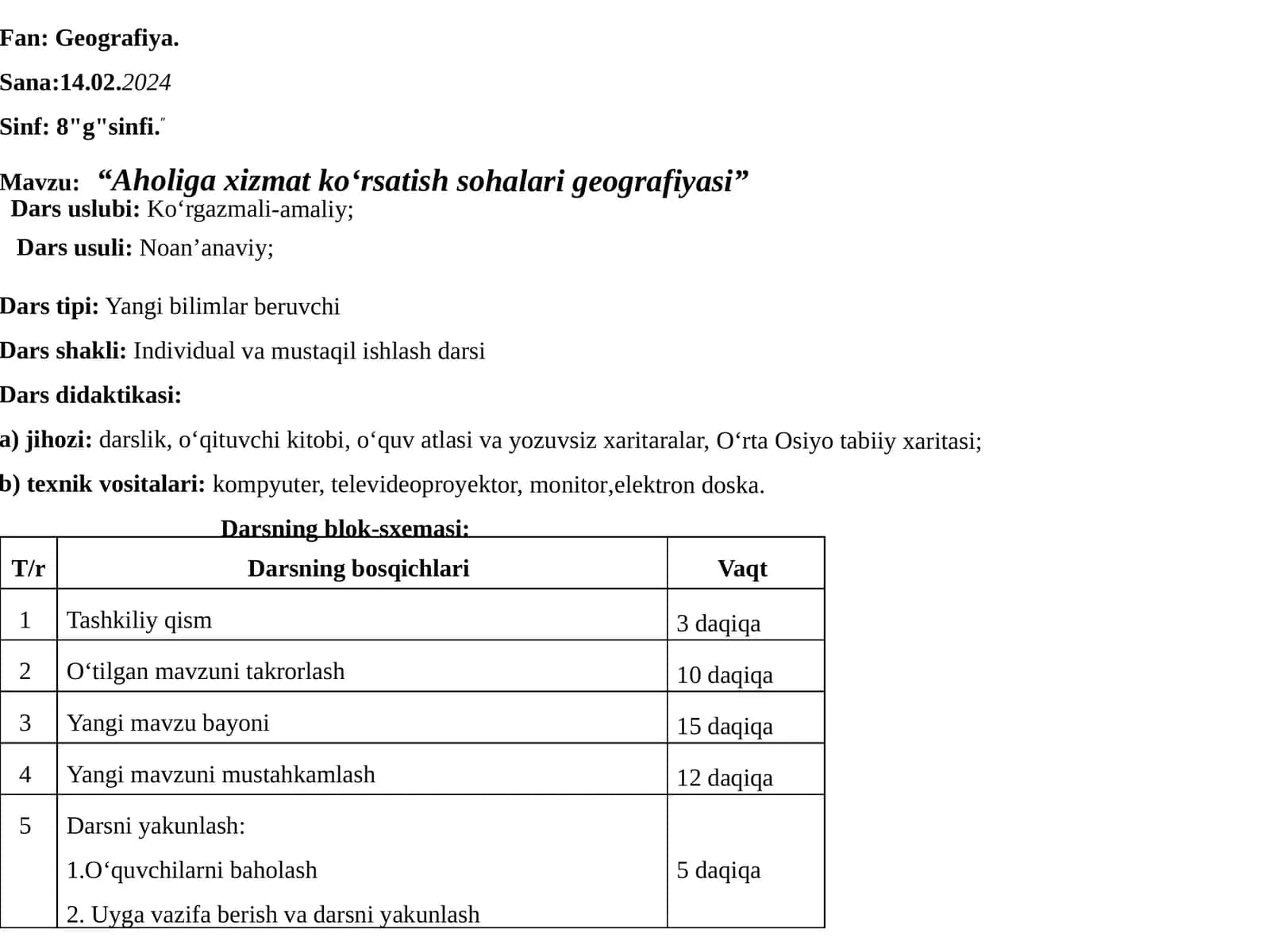 Aholiga xizmat koʻrsatish sohalari geografiyasi 1
