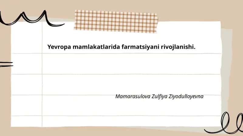 Yevropa mamlakatlarida farmatsiyani rivojlanishi 1