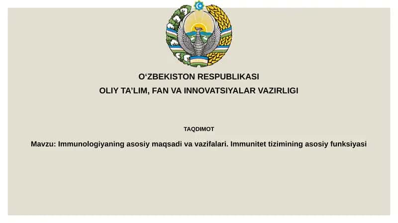 Immunologiyaning asosiy maqsadi 1