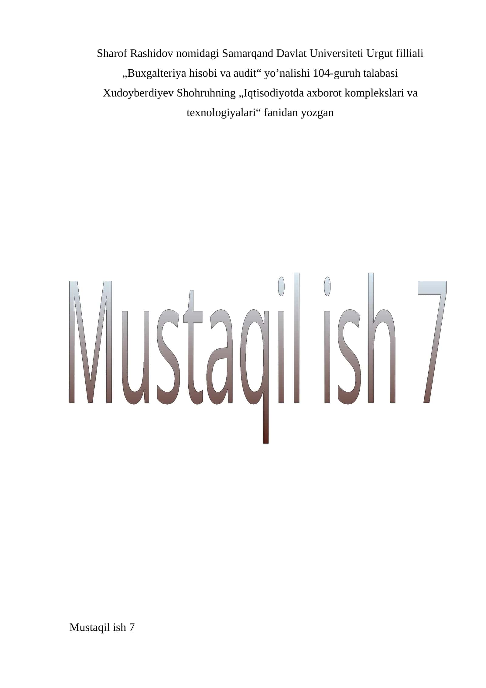 Excel daturida diagrammalar bilan ishlash 1