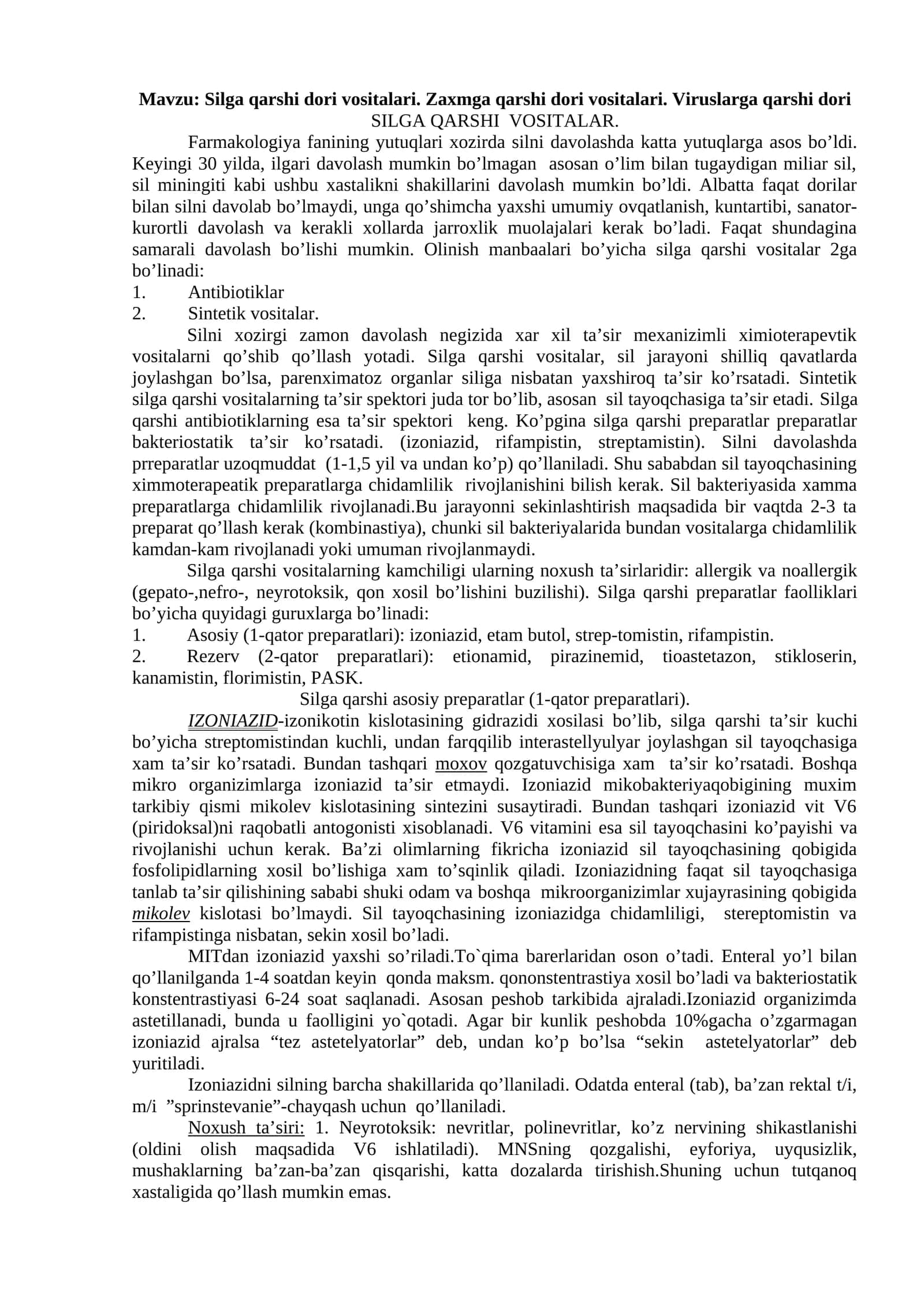Sil va zaxmga qarshi dori vositalari 1