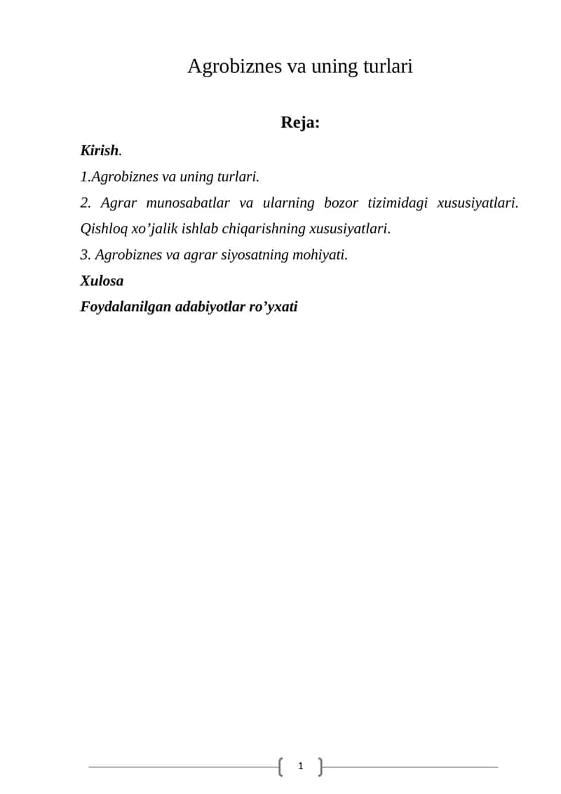 Agrobiznes va uning turlari 1