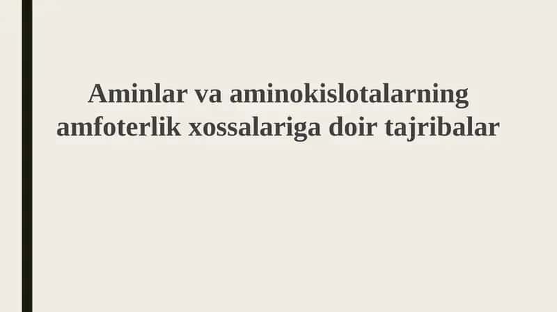 Aminlar va aminokislotalarning amfoterligi 1