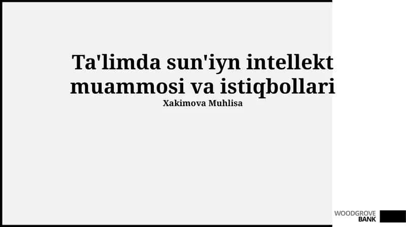 Sun'iy intellekt muammosi va istiqbollari 1