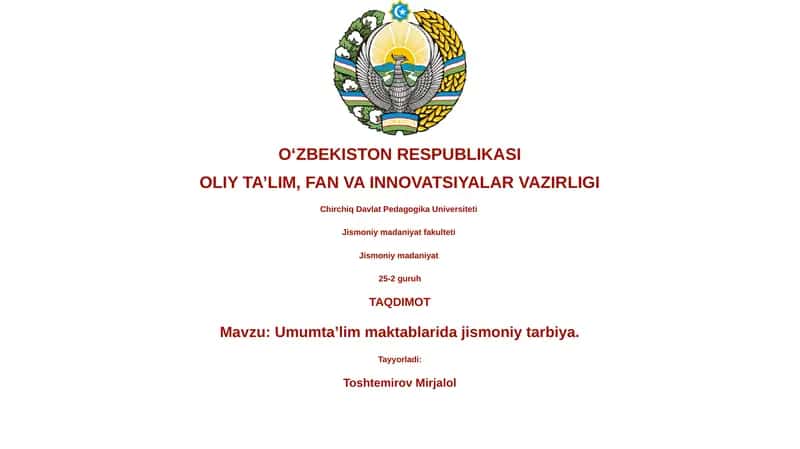 Umumta'lim maktablarida jismoniy tarbiya 1