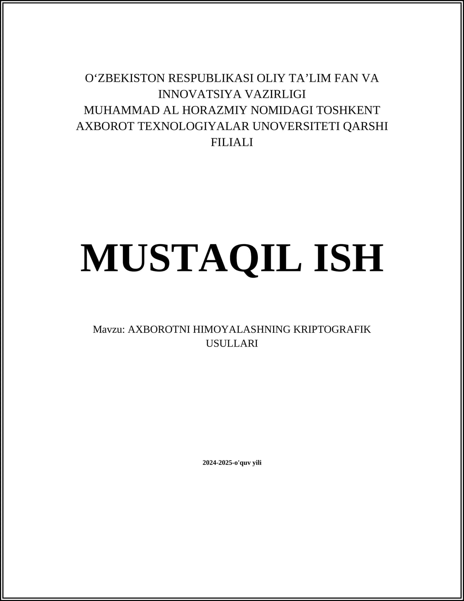 AXBOROTNI HIMOYALASHNING KRIPTOGRAFIK USULLARI 1