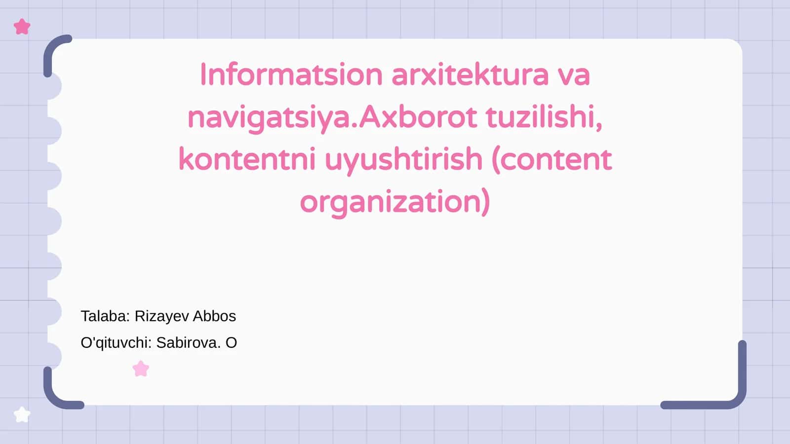 Informatsion arxitektura va navigatsiya 1