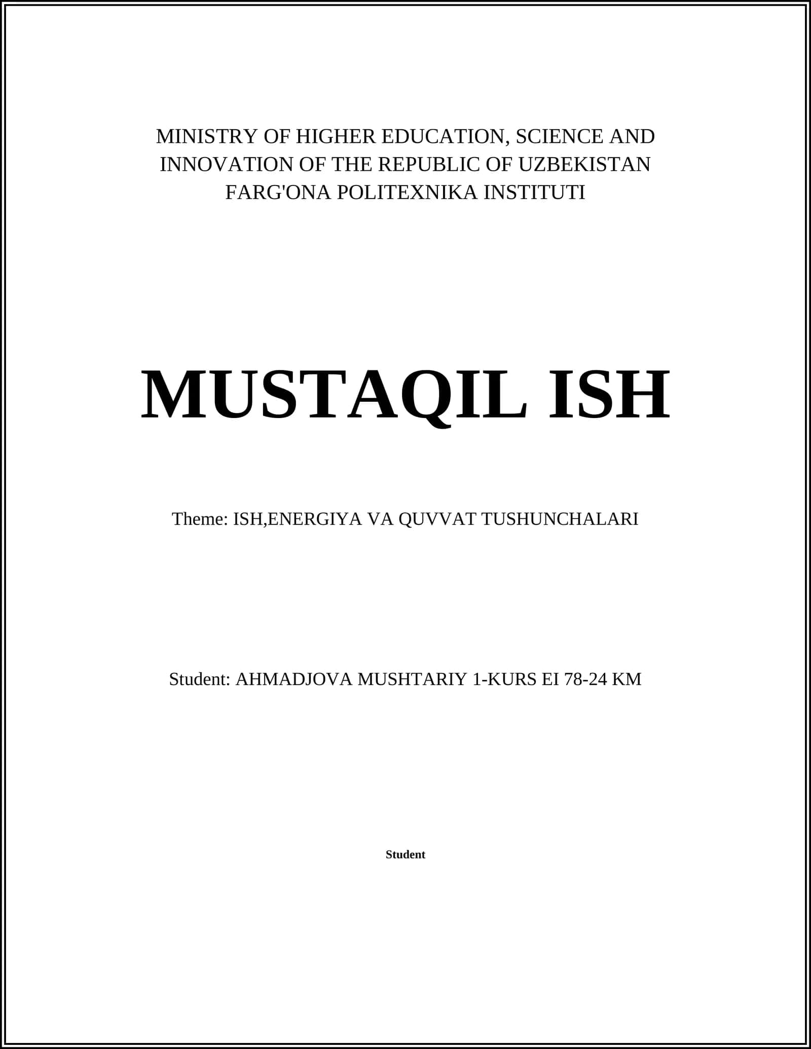 ISH,ENERGIYA VA QUVVAT TUSHUNCHALARI 1
