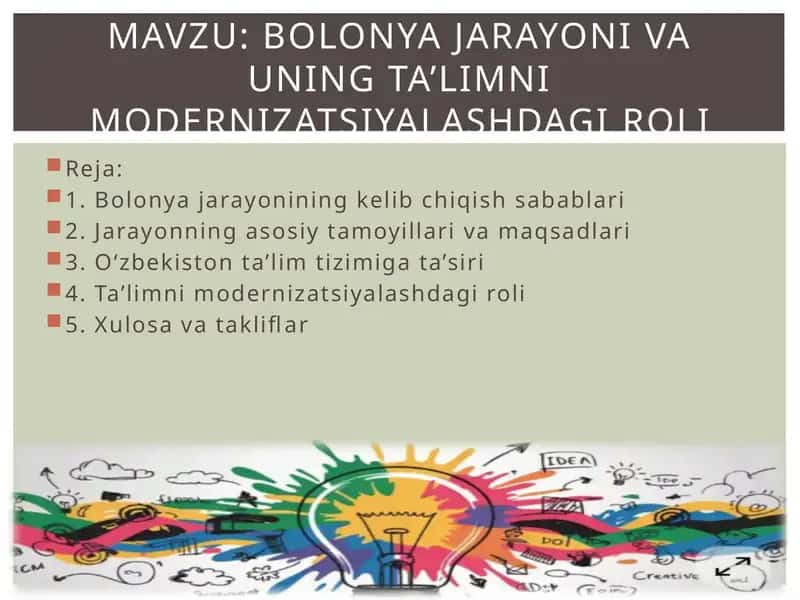 Bolonya jarayoni va uning ta’limni modernizatsiyalashdagi roli 1