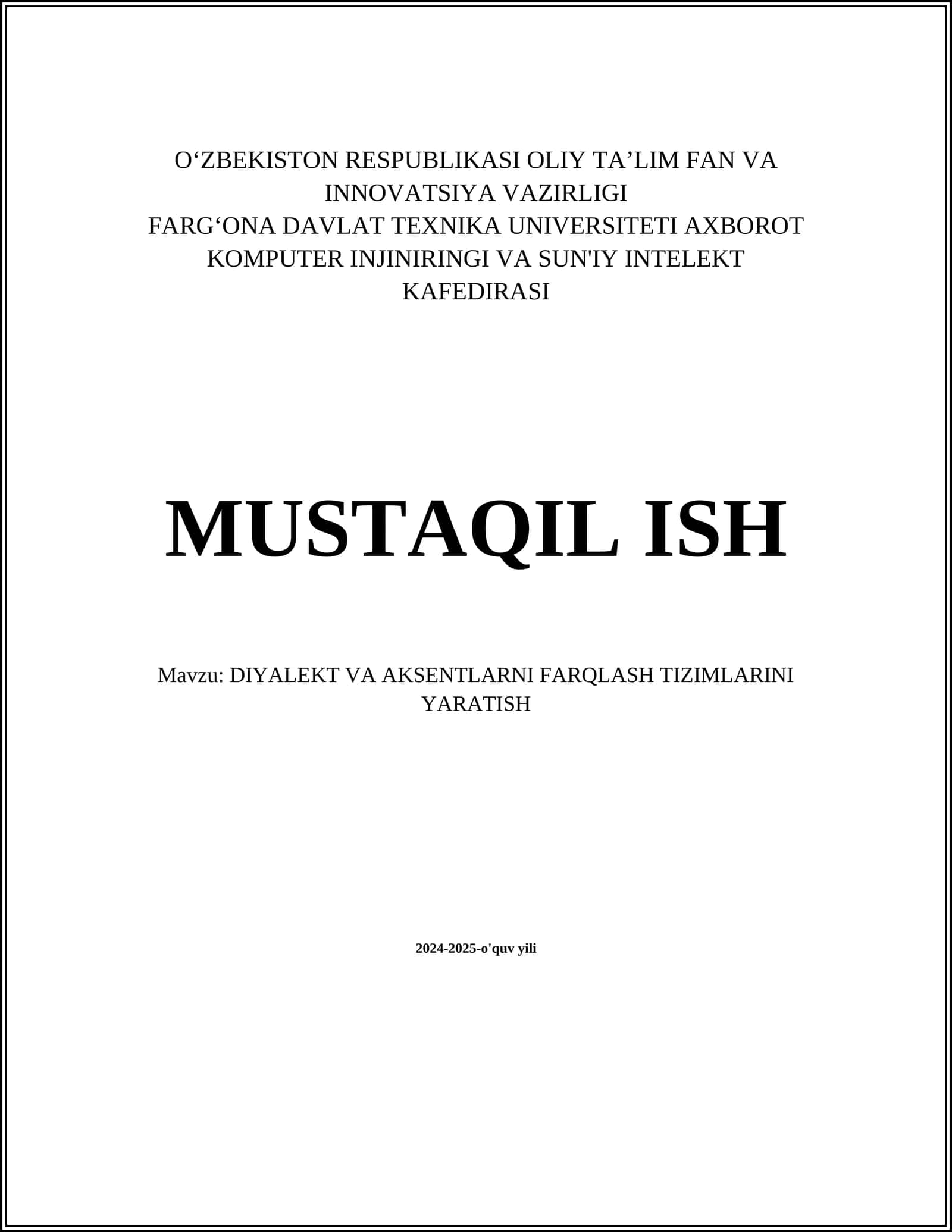 DIYALEKT VA AKSENTLARNI FARQLASH TIZIMLARINI YARATISH 1