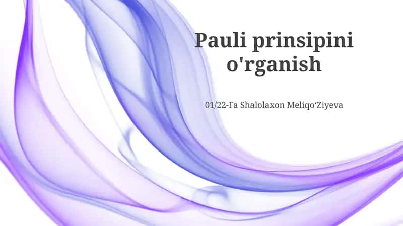 Pauli prinsipini o'rganish 1