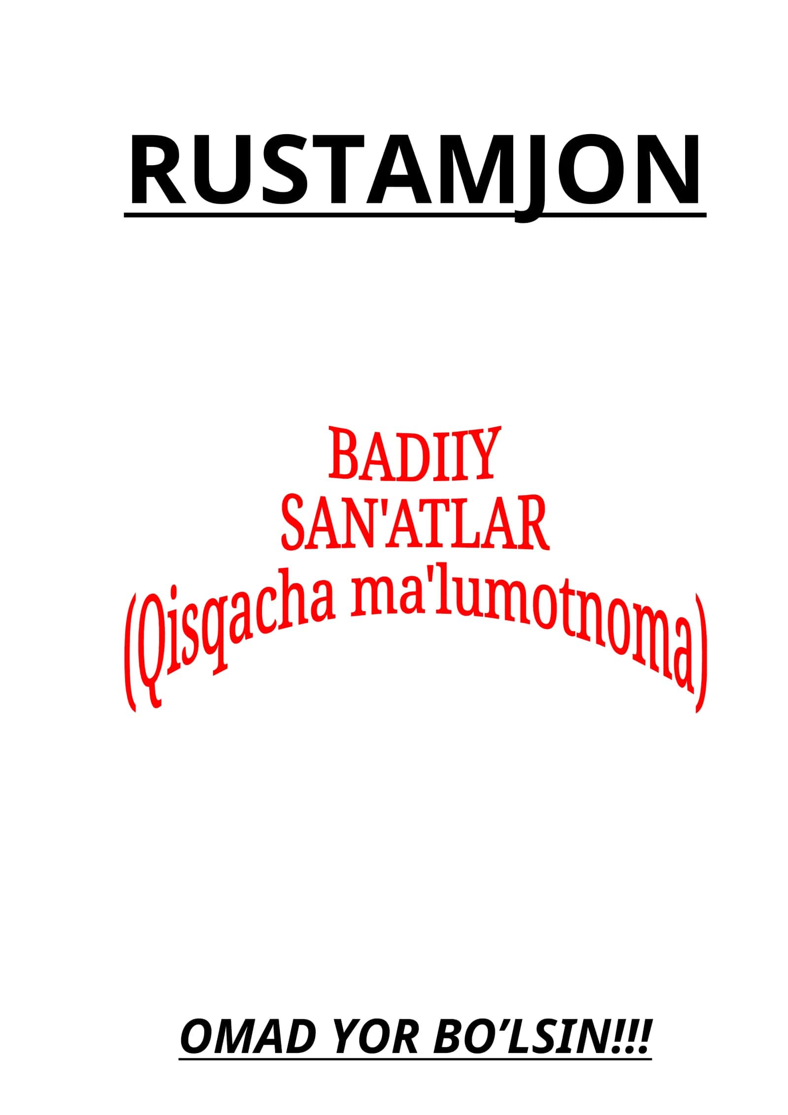 BADIIY SAN’ATLAR ZARBULMASAL 1