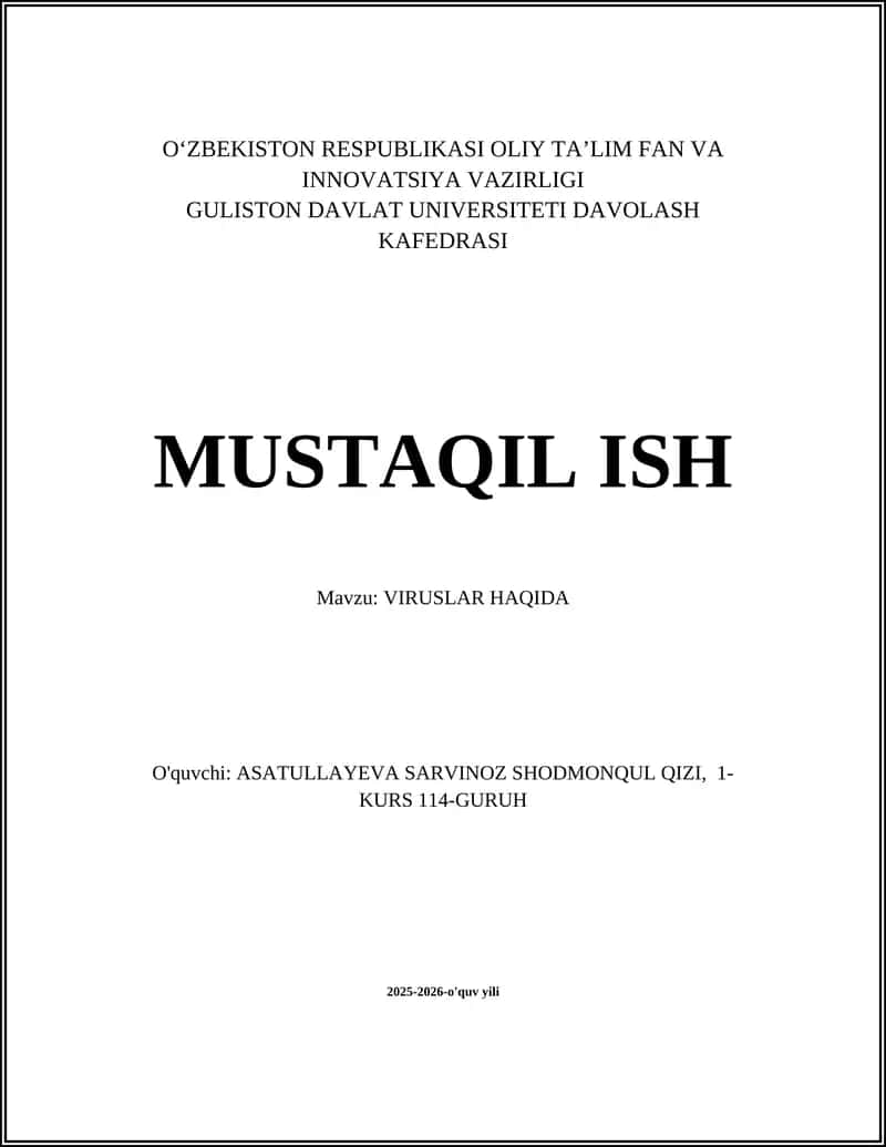 VIRUSLAR HAQIDA 1