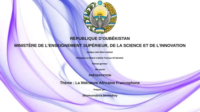 La littérature Africaine Francophone 1