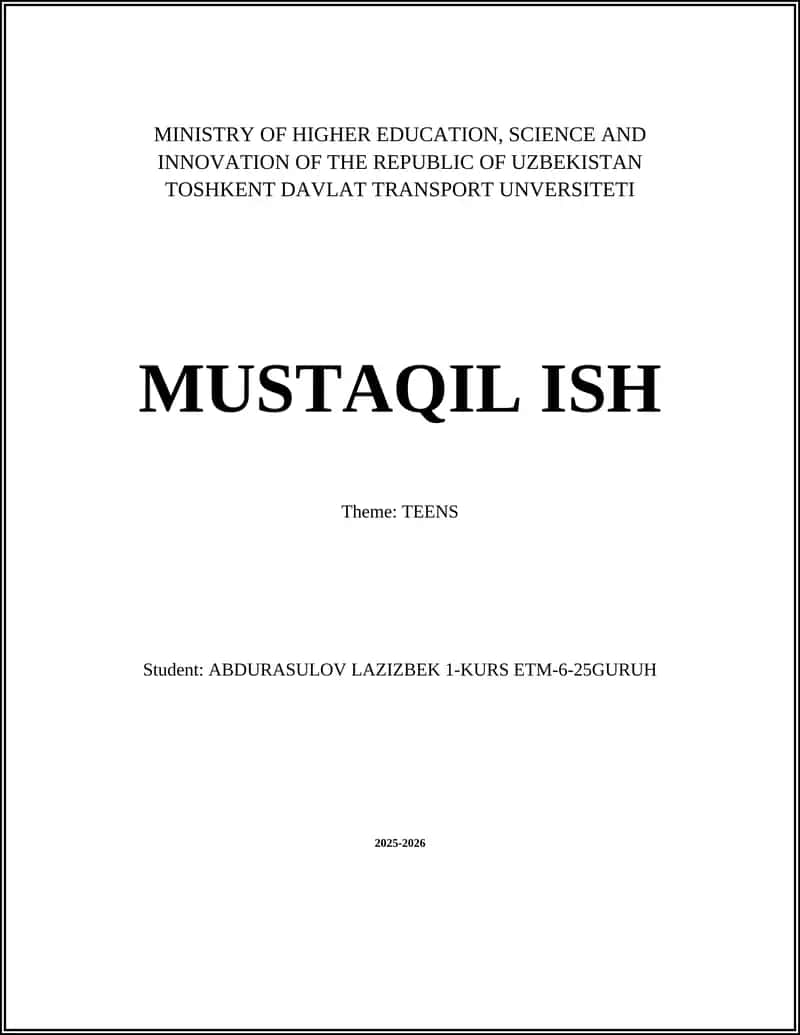 MUSTAQIL ISH 1