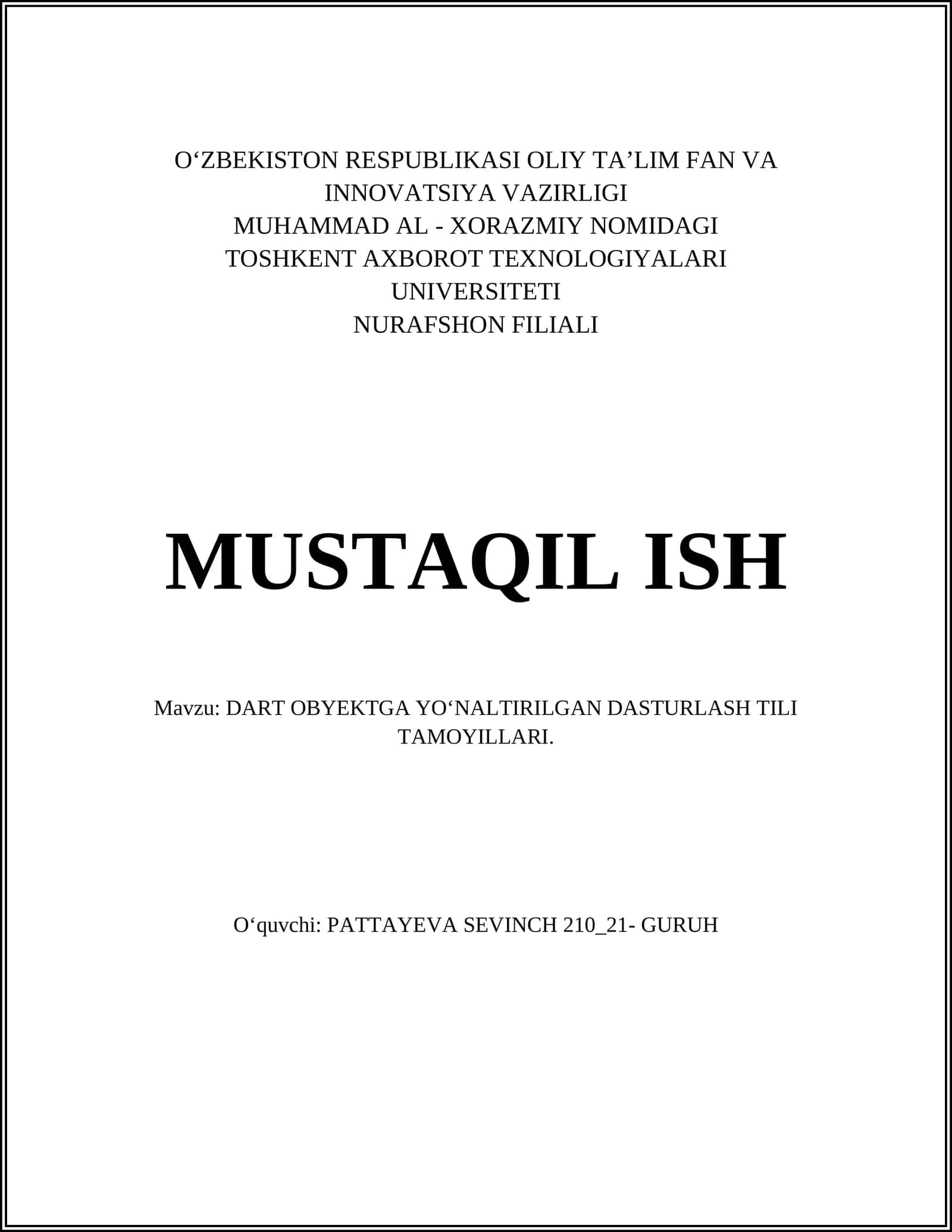 Obyektga yo‘naltirilgan dasturlash 1