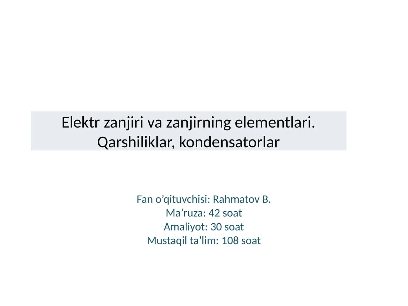 Elеktr zanjiri va zanjirning elеmеntlari 1