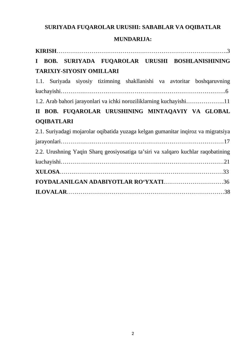 SURIYADA FUQAROLAR URUSHI: SABABLAR VA OQIBATLAR 1