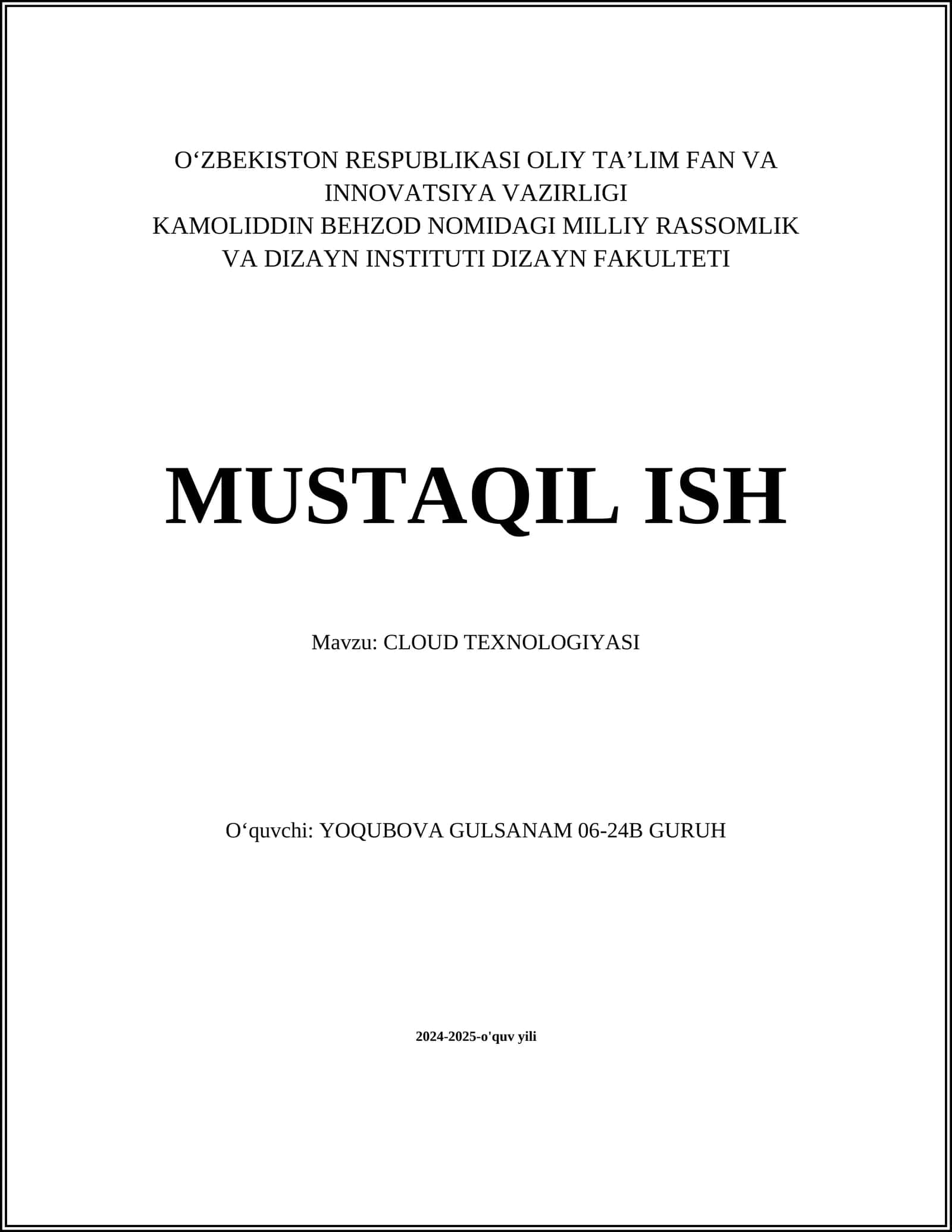 Bulut hisoblash texnologiyalari 1