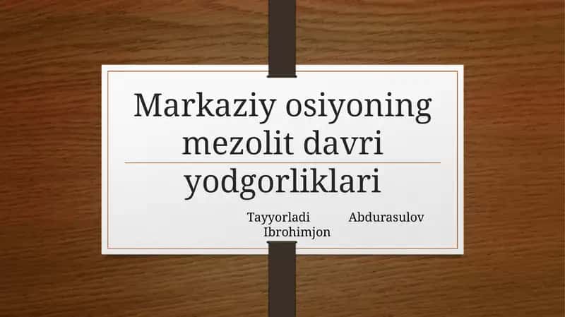 Mezolit davri manzilgohlari 1