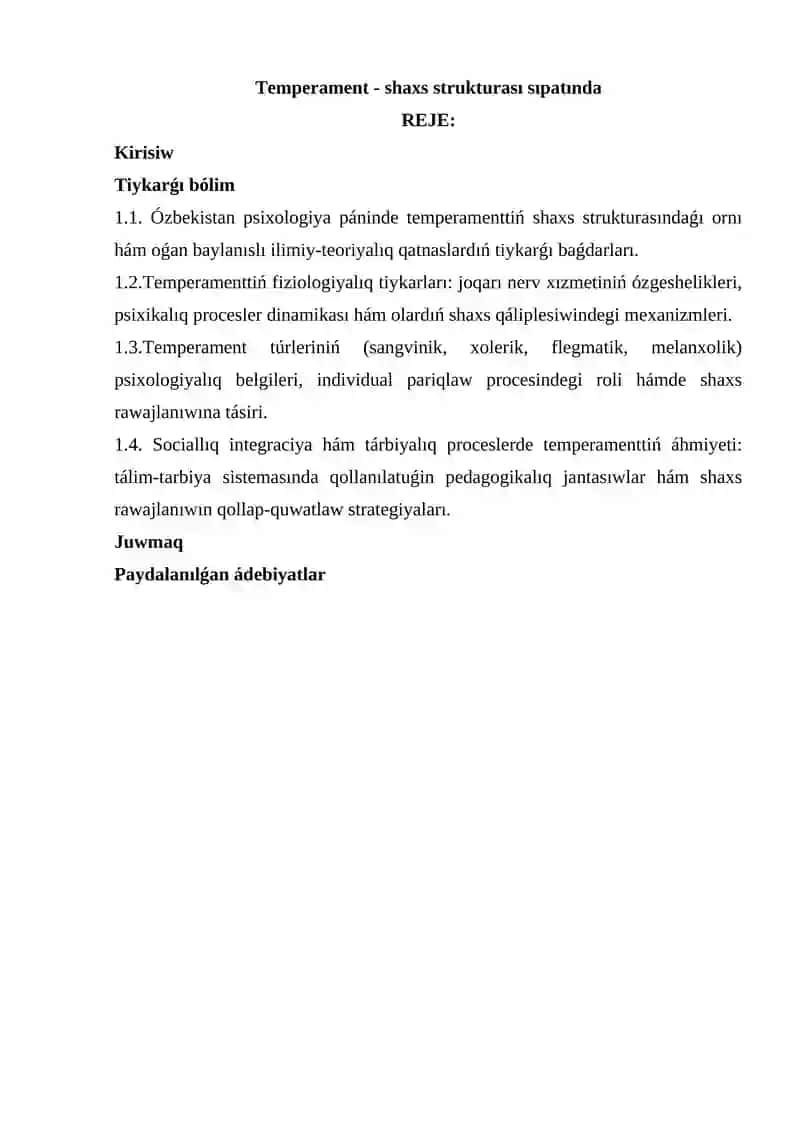 Temperament shaxs strukturası sıpatında