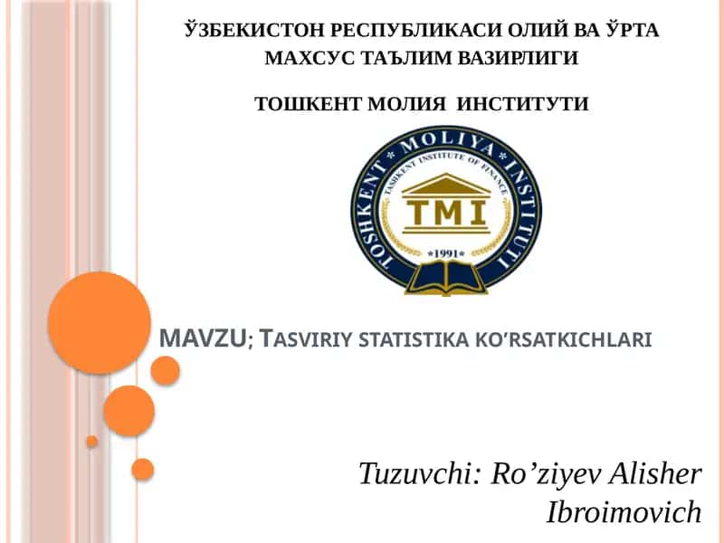 Tasviriy statistika ko’rsatkichlari 1