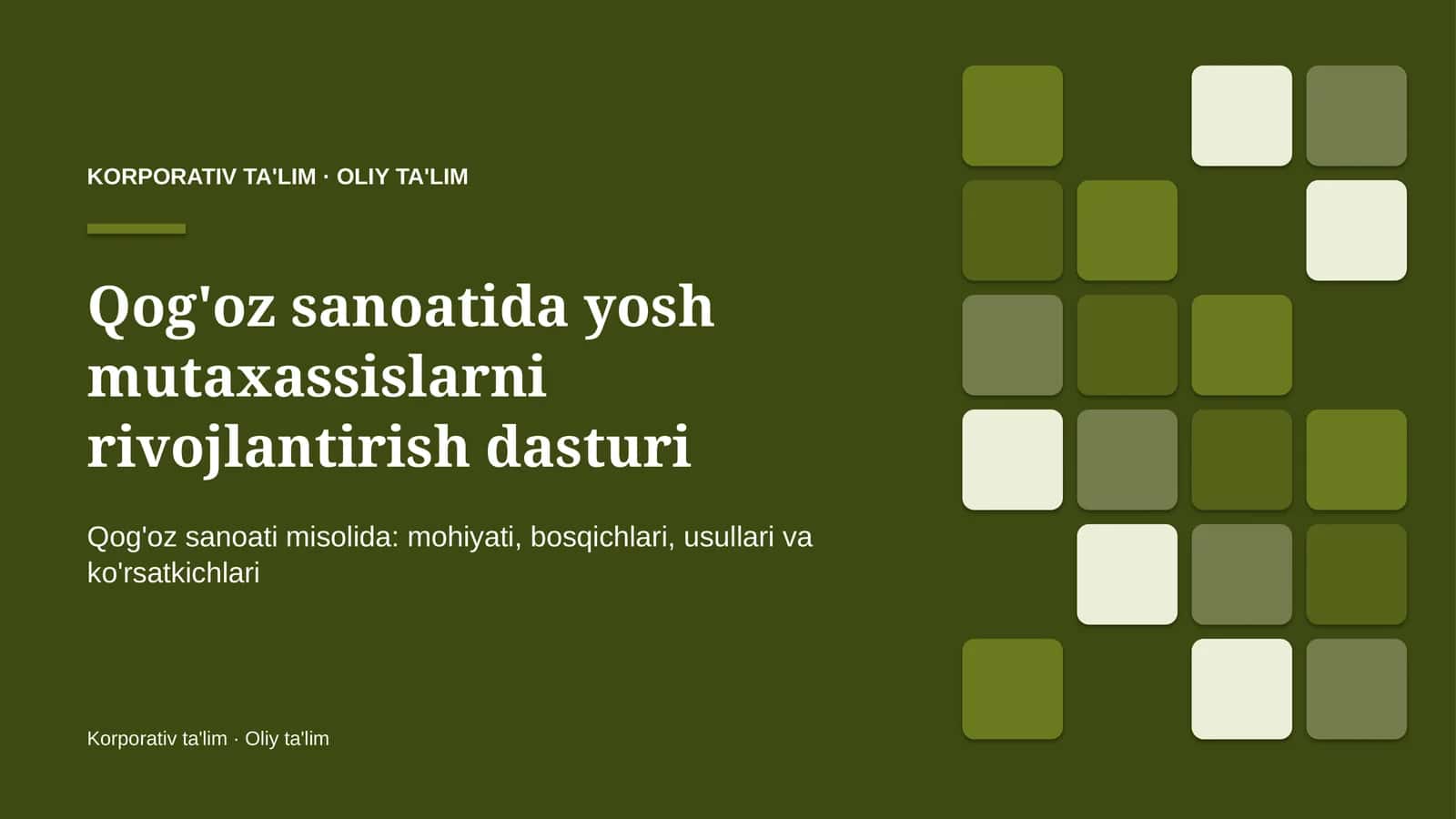 qog'oz sanoatida yosh mutaxassislarni rivojlantirish dasturi 1682 1