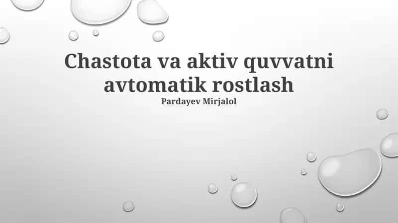 Chastota va aktiv quvvatni avtomatik rostlash 1