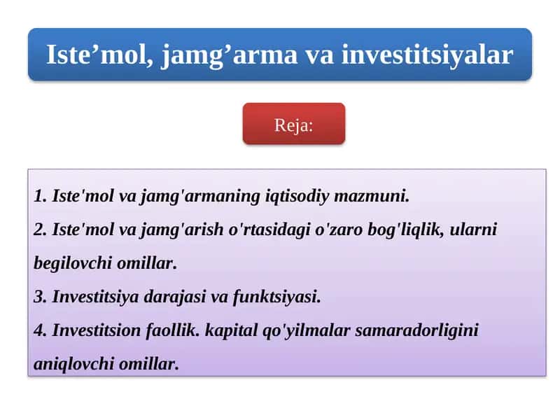 Iste’mol va jamg’armaning iqtisodiy mazmuni 1