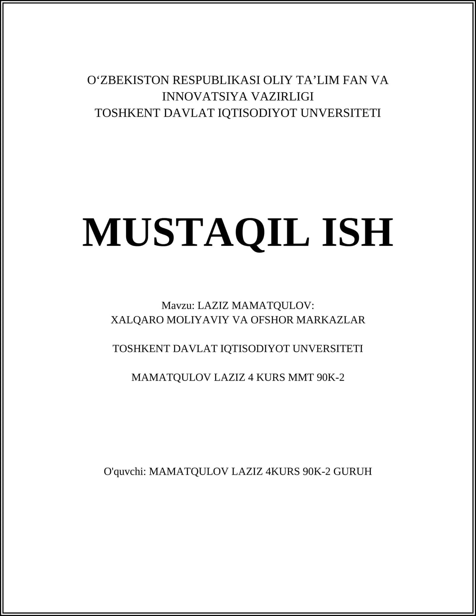 XALQARO MOLIYAVIY VA OFSHOR MARKAZLAR 1