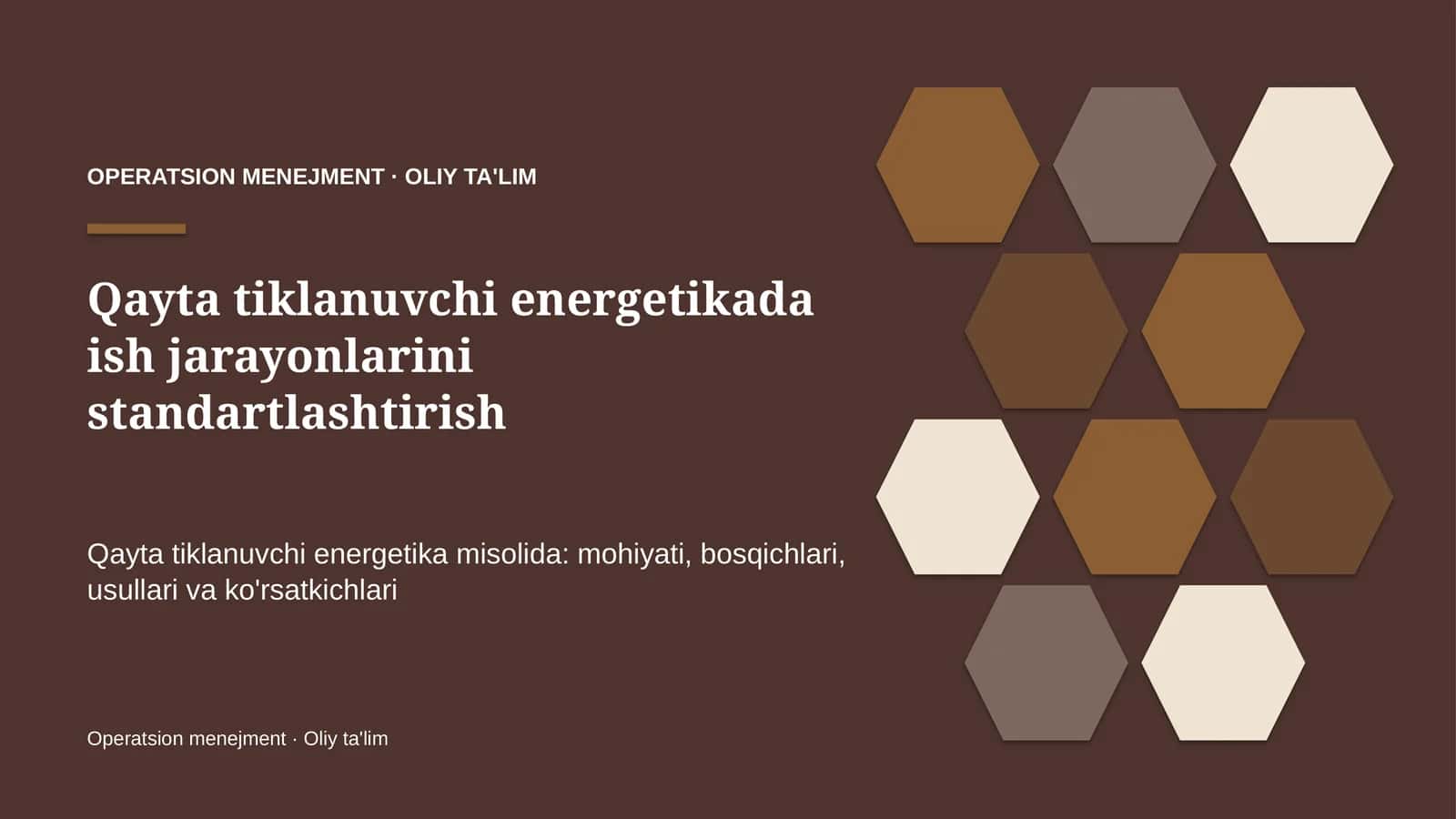 qayta tiklanuvchi energetikada ish jarayonlarini standartlashtirish 1925 1