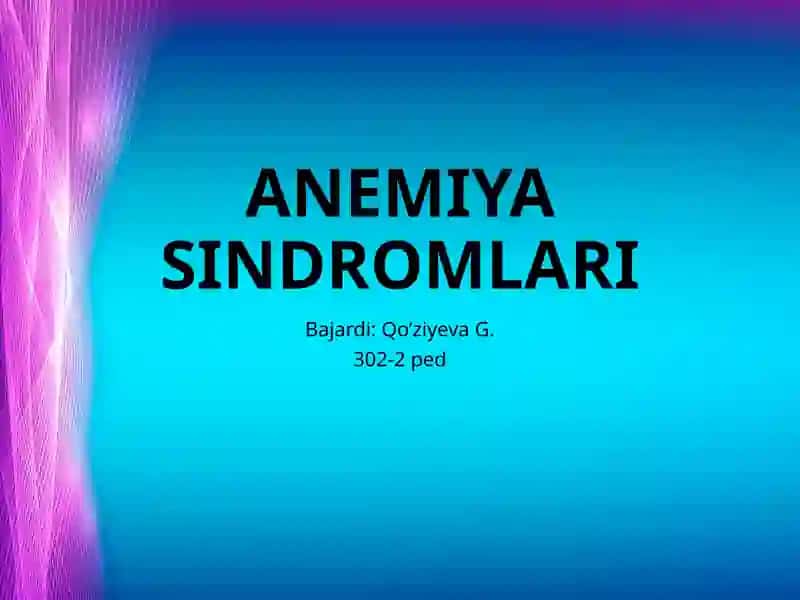 ANEMIYA SINDROMLARI