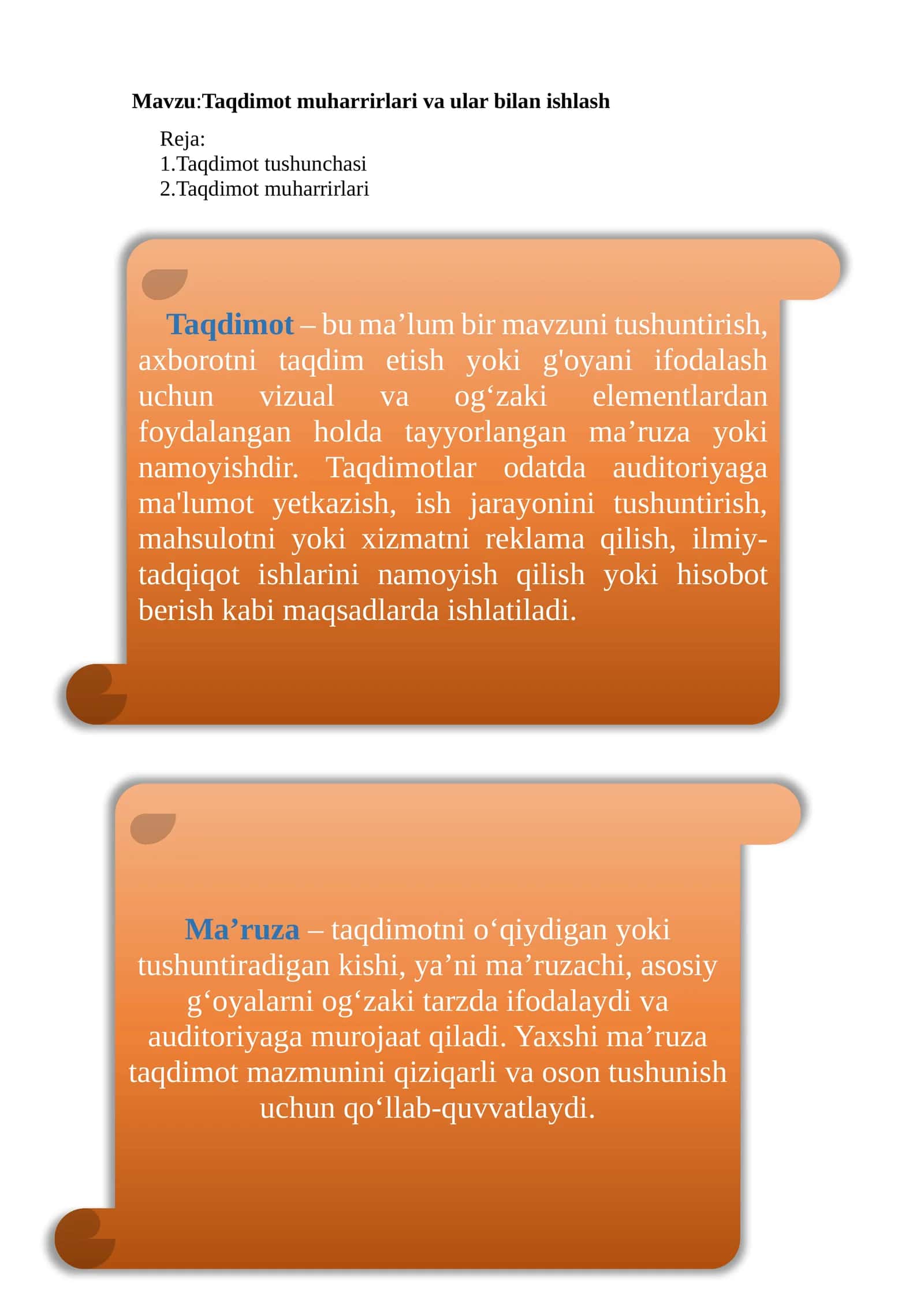 Taqdimot muharrirlari va ular bilan ishlash 1