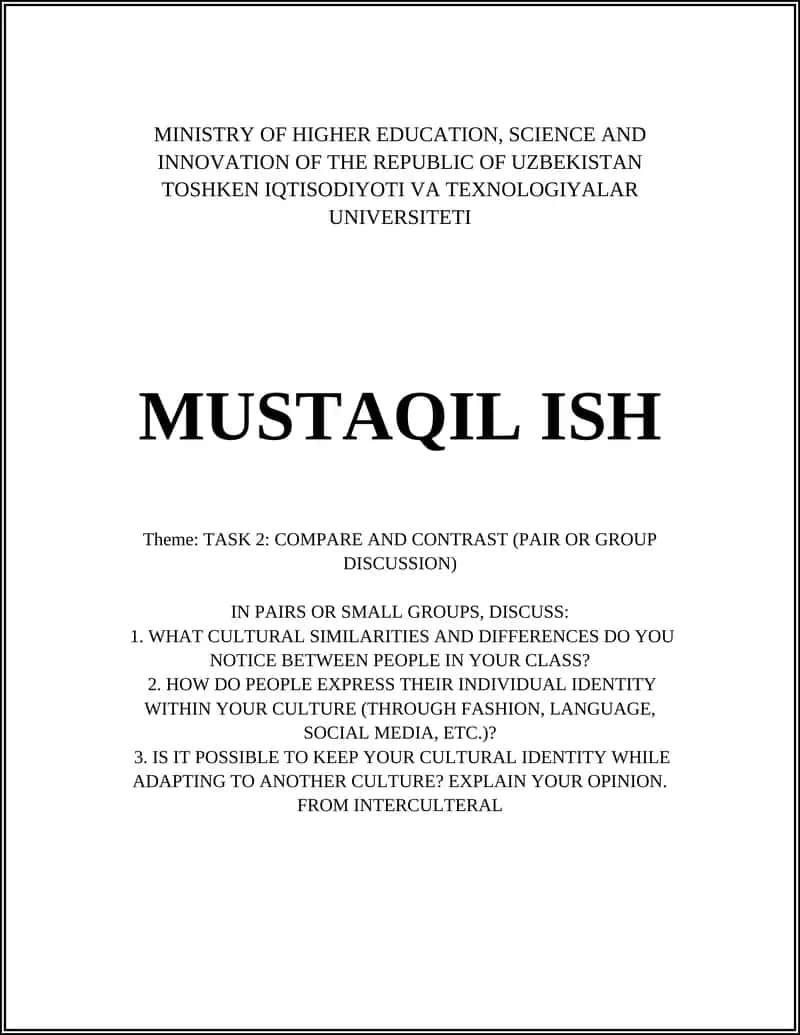 MUSTAQIL ISH 1