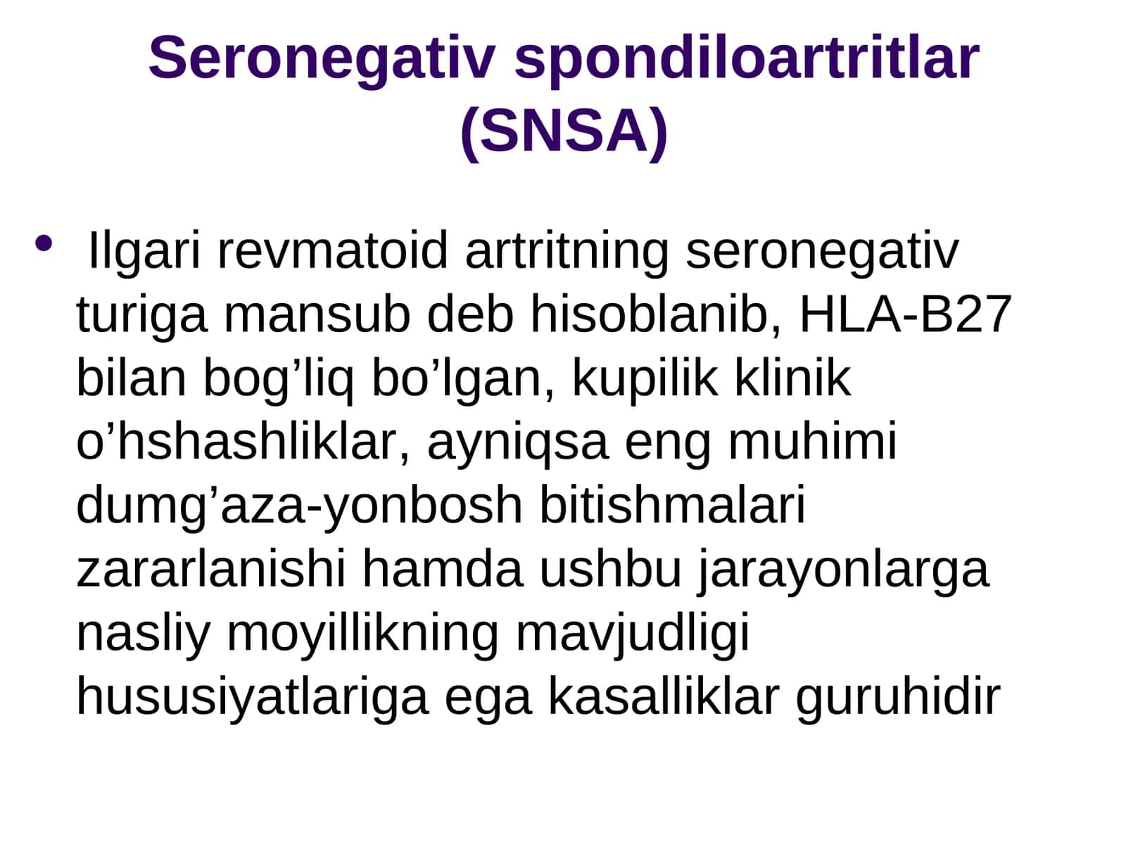 Seronegativ spondiloartritlar (SNSA) 1