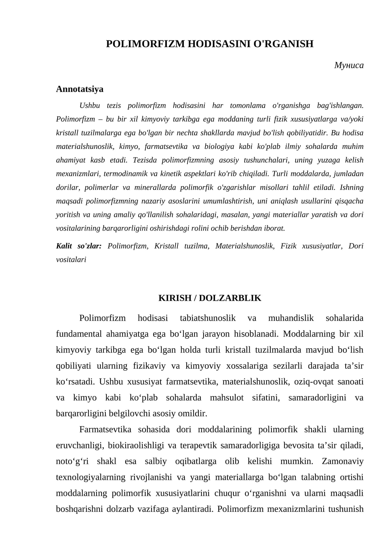 POLIMORFIZM HODISASINI O'RGANISH 1